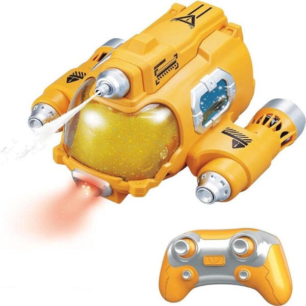 Catzon Remote Control Boat for Kids 2.4GHz RC Boat Toys with Light and Water Spray for Swimming Pool Lakes-Yellow