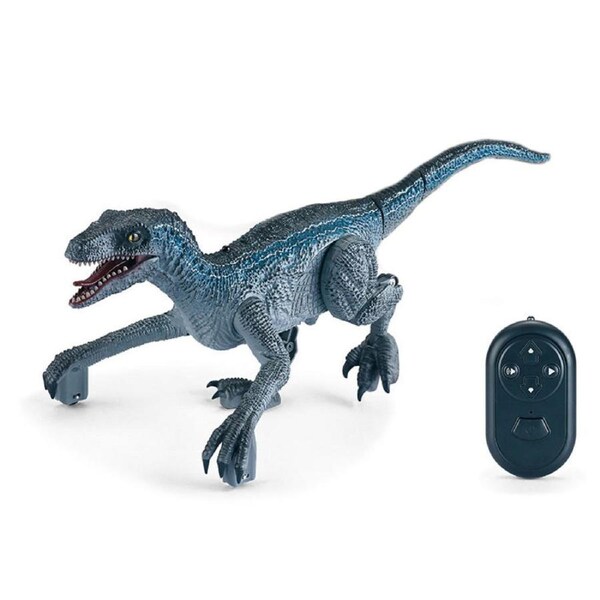 Catzon Remote Control Dinosaur Toys for Kids Electric Velociraptor with Light Sound for Boys and Girls-3706 Grey
