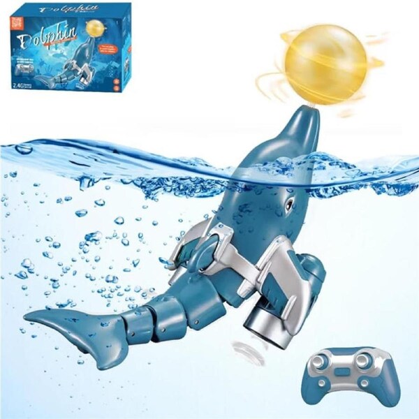 Catzon Remote Control Dolphin Toy for Kids 2.4GHz RC Dolphin with Dolphin Head Ball Rotation for Lake River Pool