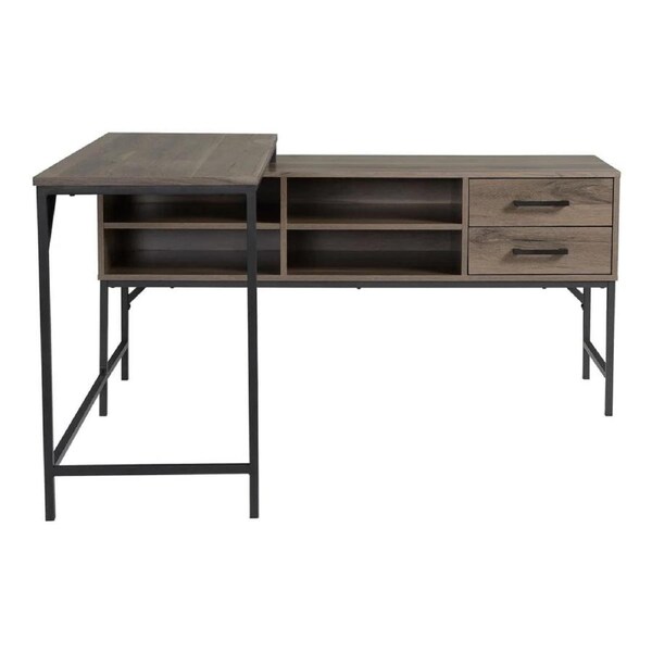 Maestro Furniture Natu Wooden L-Shape Home Office Working Computer Desk 1.4m Brown