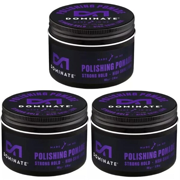3x Dominate Polishing Pomade Strong Hold High Shine 105g