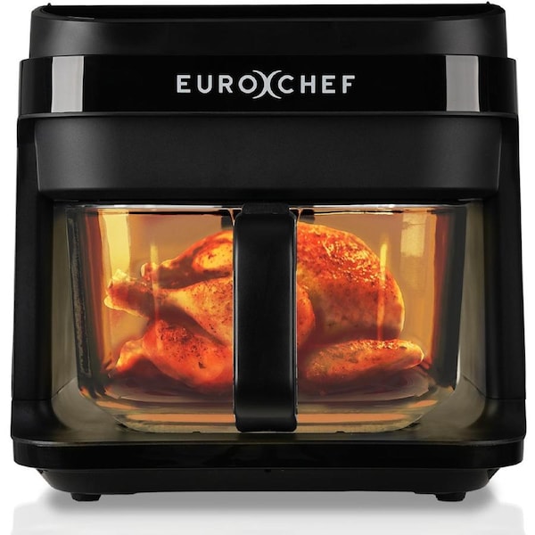 EUROCHEF 6.5L Air Fryer, Electric Digital Airfryer with Glass Container, Black