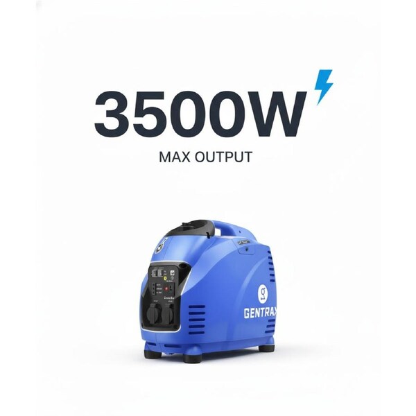 High-Performance GENTRAX GT3500 Inverter Generator – 2×240V AC, 12V DC, Long Runtime & Safe for Sensitive Electronics