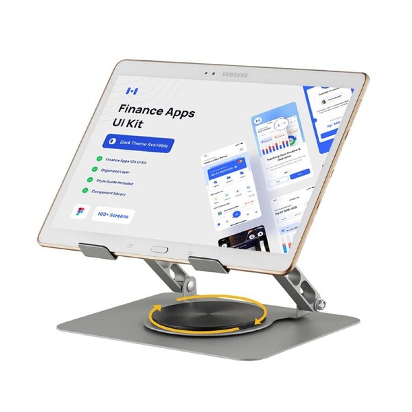 ACA Adjustable Height 360 Rotating Table Tablet Stand Holder iPad iphone Laptops Grey