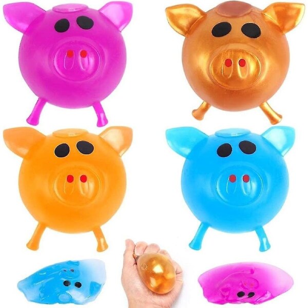 4 Pcs Stress Balls Splat Pig Jello Pigs Squeeze Fruits Ball Antistress Pig Splat Ball Stress Relief Pig Water Ball Venting Sticky Pig