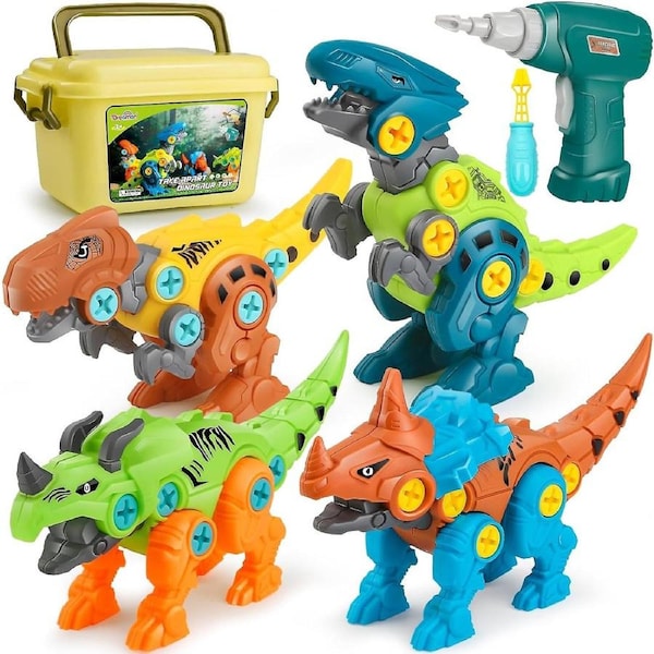 Take Apart Dinosaur Toys for Kids with Storage Box Electric Drilla