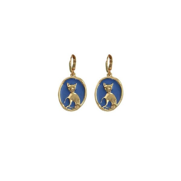 Oval Cat Earrings for Women Sweet Fashion Ear Buckle High Sense Jewelry Gift