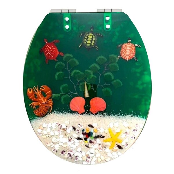 Underwater Turtle Starfish Green Soft Close Toilet Seat