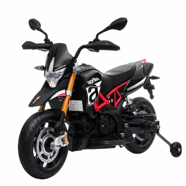 Aprilia Dorsoduro 900 Licensed Motorbike Electric Ride On Motorcycle Dirt Bike 12V Battery Powered Car Toy with Training Wheels LED Lights Music