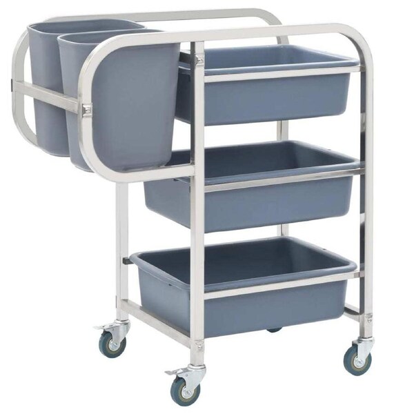 Kitchen Trolley With Plastic Containers Rolling Utility Cart 82x43.5x93cm