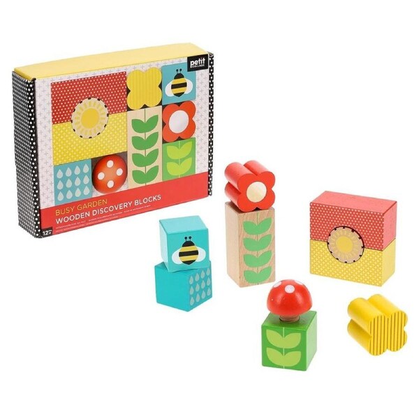 Petit Collage Busy Garden Wooden Discovery Blocks