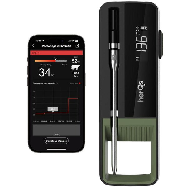 herQs Single Max – Wireless Rechargeable Single Probe Meat Thermometer