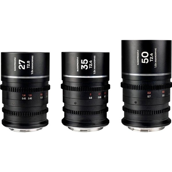 Laowa Nanomorph S35 Prime 3 Lens Bundle - 27mm, 35mm, 50mm - Canon RF Mount - Silver