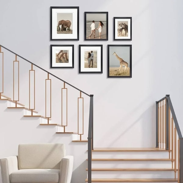 Deluxe Gallery Photo Wall Frame Set B - 6 Frames - Black