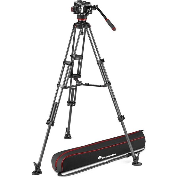 Manfrotto 504X Fluid Video Head & MVTTWINMC Carbon Fiber Tripod with Mid-Level Spreader