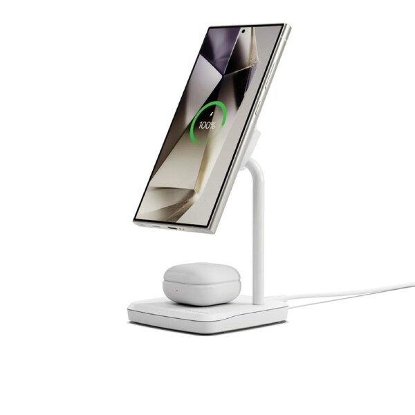 Cygnett ChargeBase Qi2 2 in 1 Magnetic 15W Wireless Charging Stand (White)