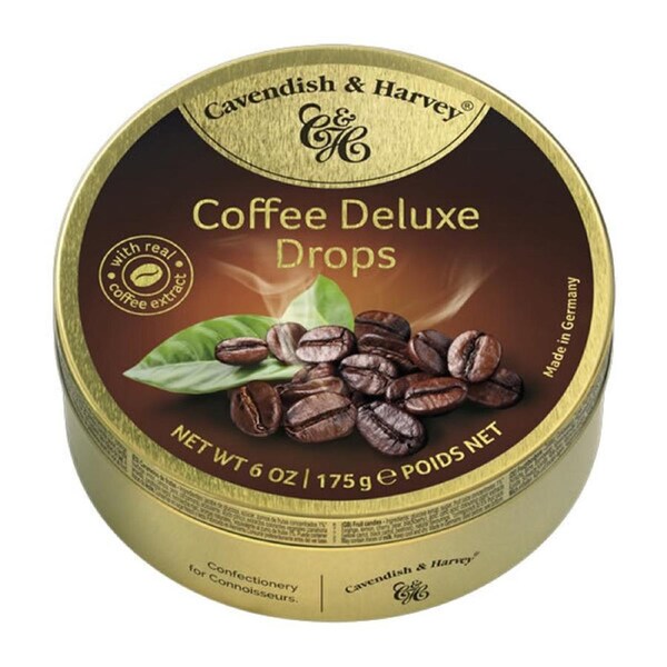 Cavendish & Harvey Deluxe Coffee Drops 175g Tin Sweets Candy Lollies