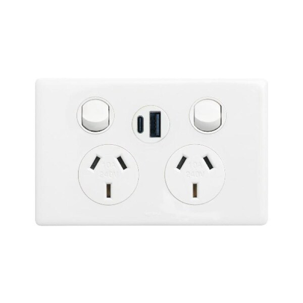 Legrand Excel Life Double Powerpoint with USB A+C White