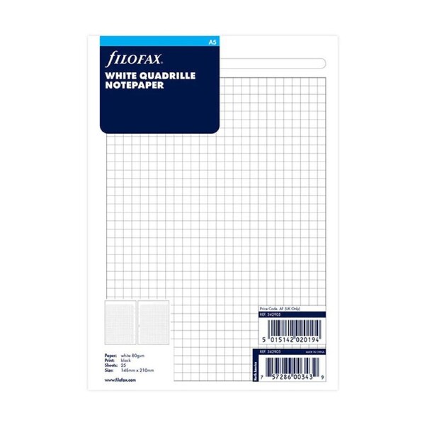 Undated Refill Filofax Squared Paper A5 White FF-342905