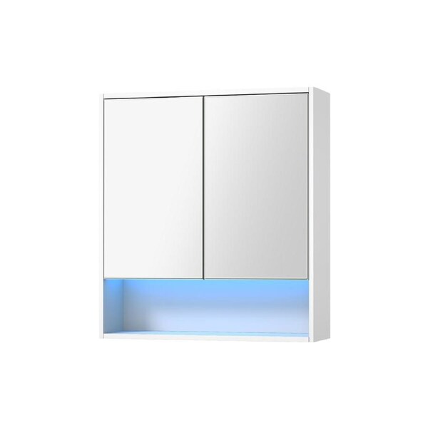 Welba Bathroom Mirror Cabinet LED Light Medicine Shaving Wall Storage 750x750mm