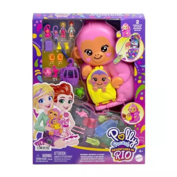 Polly Pocket Adventures In Rio Momma Monkey and Baby Playset