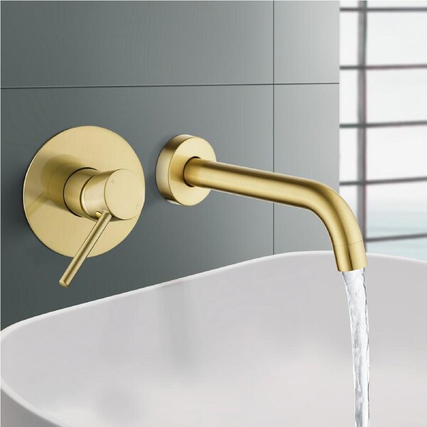 ACA Bath Shower Bathtub Basin Water Spout Mixer Tap Brushed Gold Round Brass