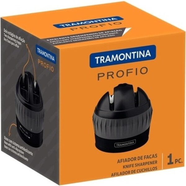Tramontina Profio Non-Slip Base Two Sharpening Gains Knife Sharpener Black