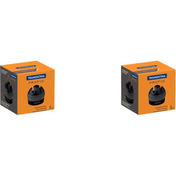 2x Tramontina Profio Non-Slip Base Two Sharpening Gains Knife Sharpener Black