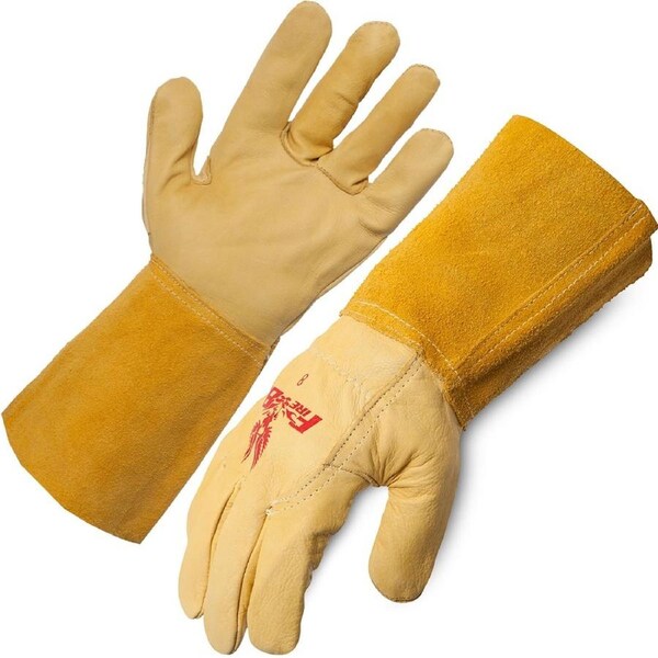 FIREBIRD Cow Grain Extended Leather Cuff Riggers Work Gloves - Medium