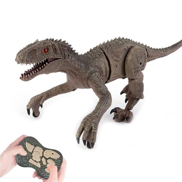 Catzon Remote Control Dinosaur Toys for Boys Big Size Dino Toy with Roaring Sound Light Up-3701 Grey