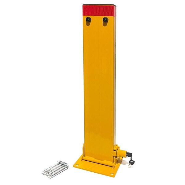 Parkero 80cm Rectangle Fold Down Car Parking Bollard Lock Heavy Duty Safety Barrier 2 Keys