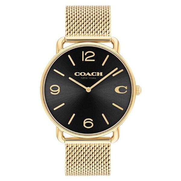 Coach Gold Steel Mesh Black Dial Men's Watch - 14602654