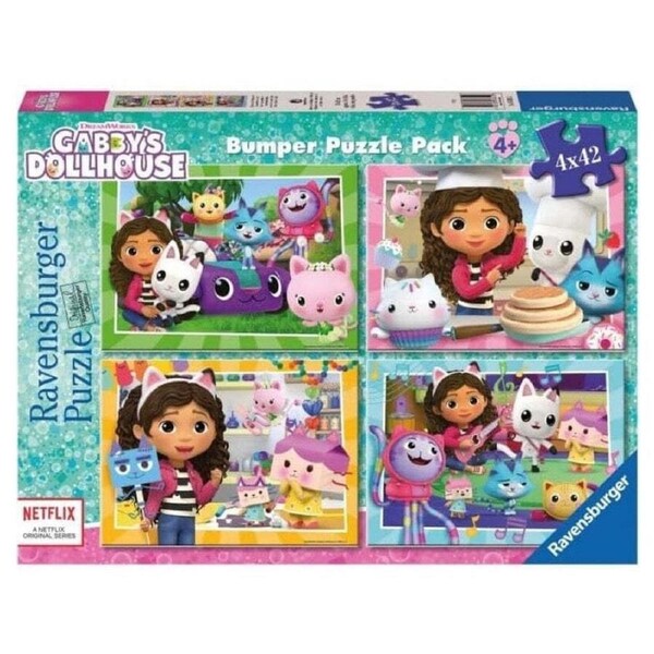 Gabby's Dollhouse Bumper Pack 4 x 42 Piece Jigsaw Puzzle