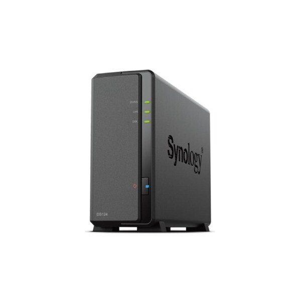 Synology DiskStation DS124 1-Bay 3.5' Diskless 1xGbE NAS (Tower) , Realtek RTD1619B 64-bit 4-core 1.7 GHz 1 GB DDR4 non-ECC 2-year hardware warranty DS124