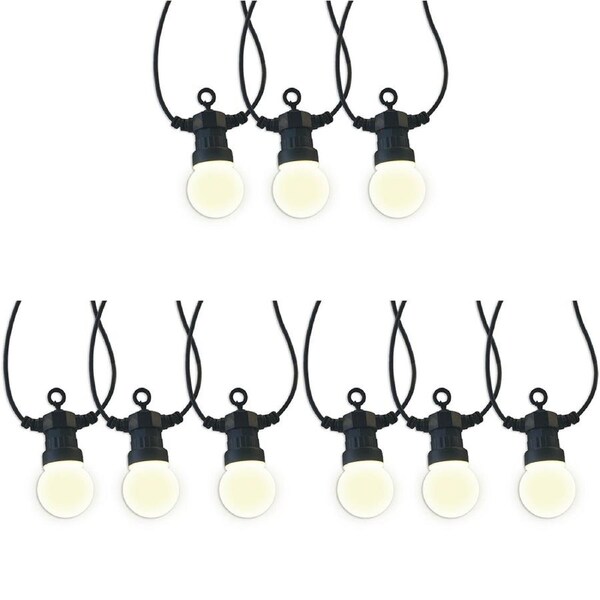 3x Carter 14.5m Festoon String Party/Cafe Lights White Outdoor/Indoor Wall Plug