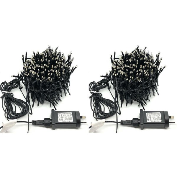 2x Carter 576 LED 3mm 9.5m String Fairy Lights White Outdoor/Indoor Wall Plug