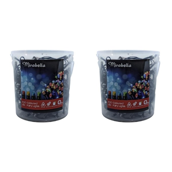 2x 200pc Mirabella LED Multicoloured Party/Christmas Fairy Lghts Low Voltage