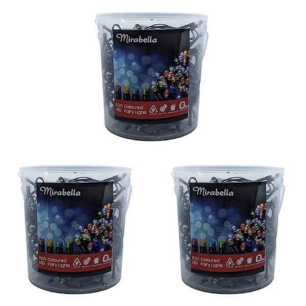 3x 200pc Mirabella LED Multicoloured Party/Christmas Fairy Lghts Low Voltage