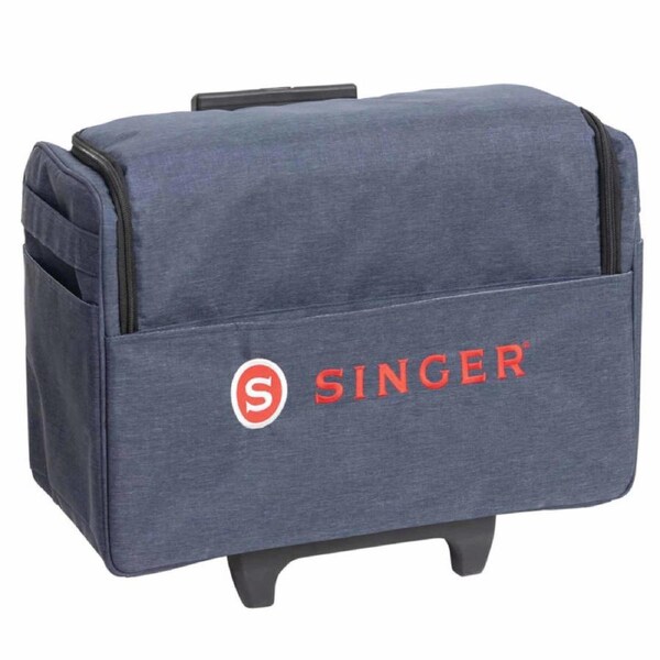SINGER Roller Bag Durable Sewing Machine Travel Case with Foam Padding & Rolling Wheels