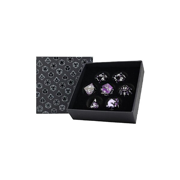 LPG Dice RPG Set Inscripted Dragon Purple