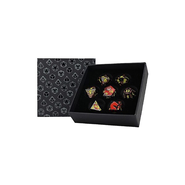 LPG Dice RPG Set Inscripted Dragon Red