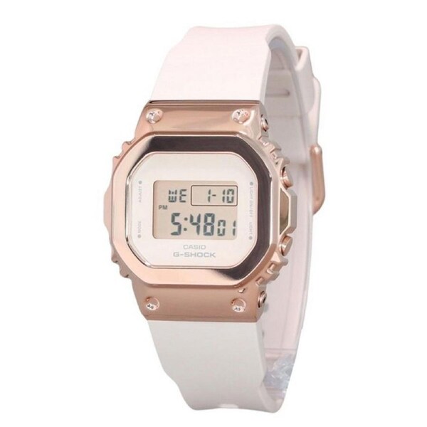 Casio G-SHOCK Digital Pink Gold Ion Plated Bezel GM-S5600UPG-4 200M Ladies Watch