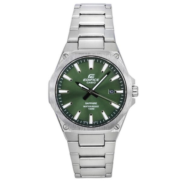Casio EDIFICE Analog Stainless Steel Green Dial EFR-S108D-3A 100M Mens Watch