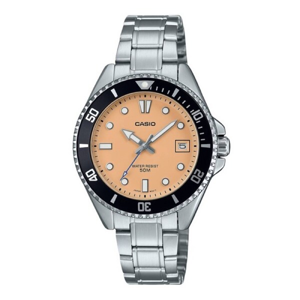 Casio Analog Stainless Steel Salmon Dial Quartz MDV-10D-4A2V 50M Mens Watch