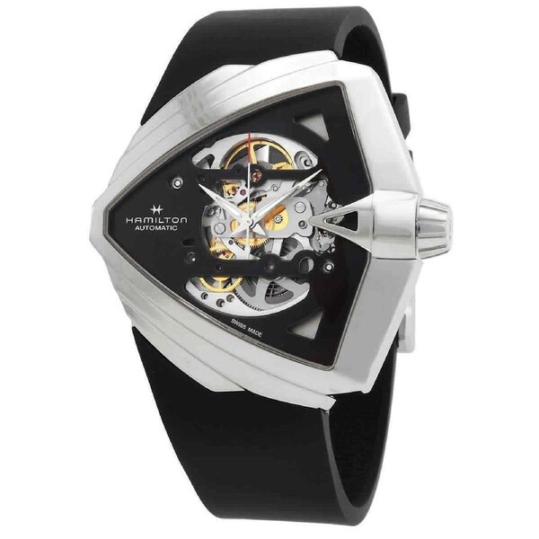 Hamilton Ventura XXL Rubber Strap Black Skeleton Dial Automatic H24625330 Watch