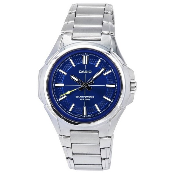 Casio Analog Stainless Steel Blue Dial Solar Mov't MTP-RS100D-2A 50M Mens Watch