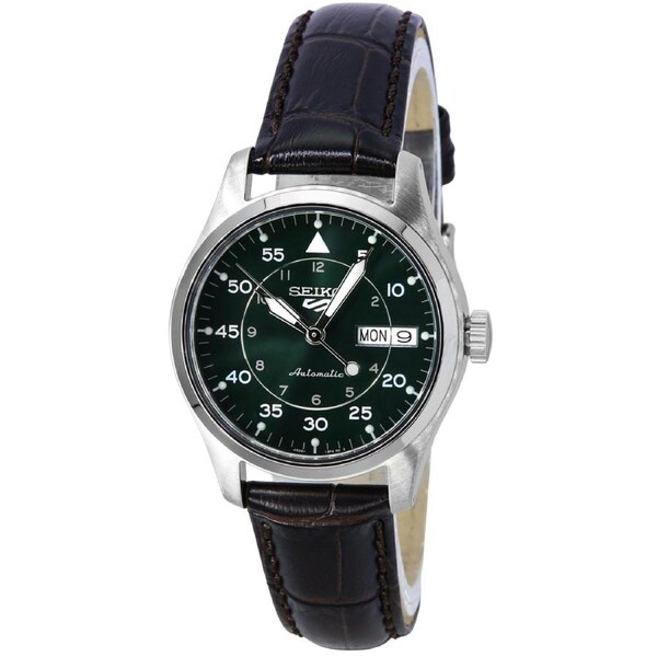Seiko 5 Sports GMT Kelly Green Dial Flieger Suit Style SRPJ89K1 100M Mens Watch