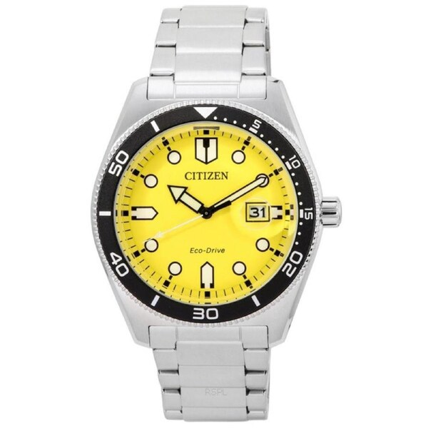 Citizen Sport Eco-Drive Stainless Steel Yellow Dial AW1760-81Z 100M Mens Watch