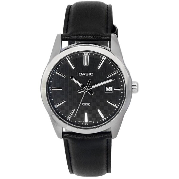 Casio Analog Leather Strap Black Dial Japan Mov't Quartz MTP-VD03L-1A Mens Watch