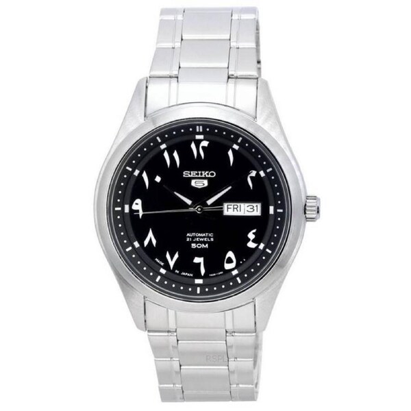 Seiko 5 Stainless Steel Black Arabic Dial Automatic SNKP21J1 Analog Mens Watch